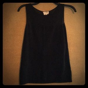 Sleeveless black top with peekaboo upper neckline